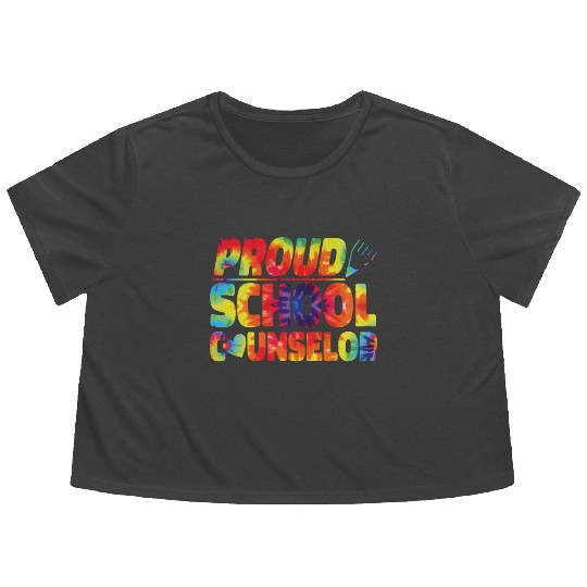 School Counselor Tie Dye Proud Flowy Cropped Tees
