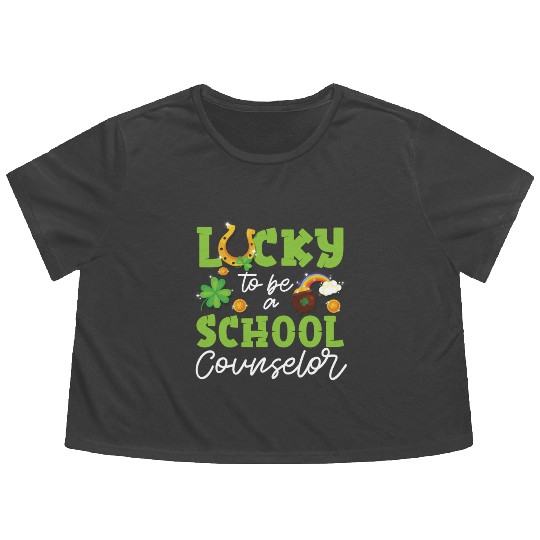 School Counselor St Patricks Day Flowy Cropped Tees