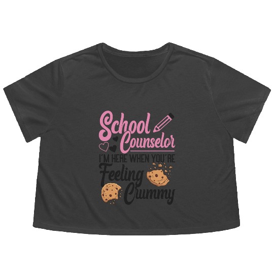 School Counselor Pun Cookie School Flowy Cropped Tees