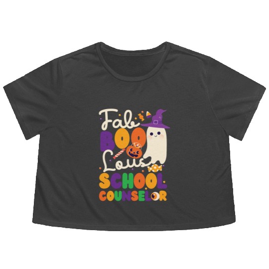 School Counselor Halloween Ghost Flowy Cropped Tees
