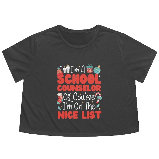 School Counselor Christmas I'm A Flowy Cropped Tees