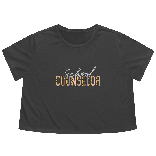 School Counselor Leopard Cheetah Flowy Cropped Tees