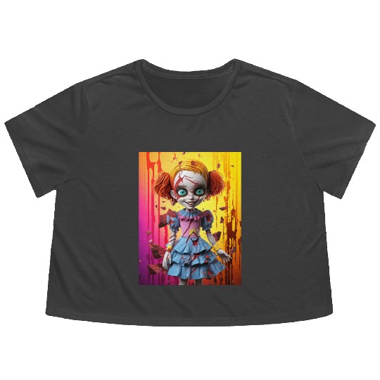 Horror Doll embrace the fear Flowy Cropped Tees