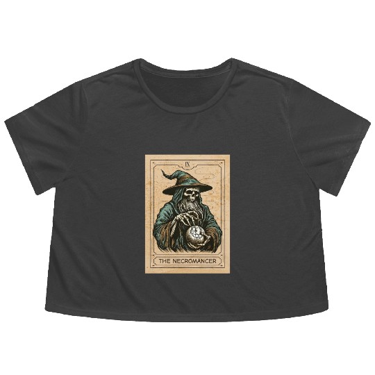 Necromancer - Spooky Necromancer Bones Necromancer Flowy Cropped Tees