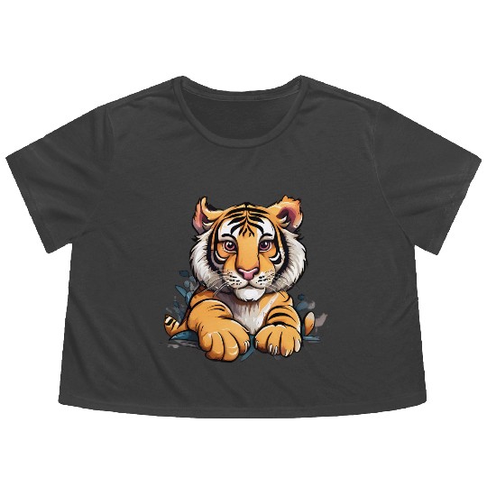 Baby Tiger Flowy Cropped Tees