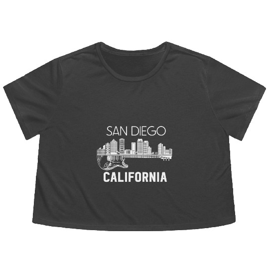 San Diego Skyline Music California Souvenir Flowy Cropped Tees