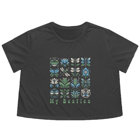 Gardening: My besties in the garden Flowy Cropped Tees