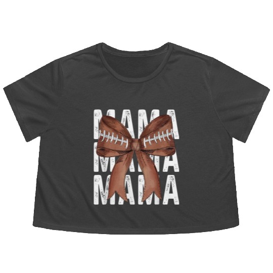 Coquette Football Mama Game Day Football Season Mo Flowy Cropped Tees