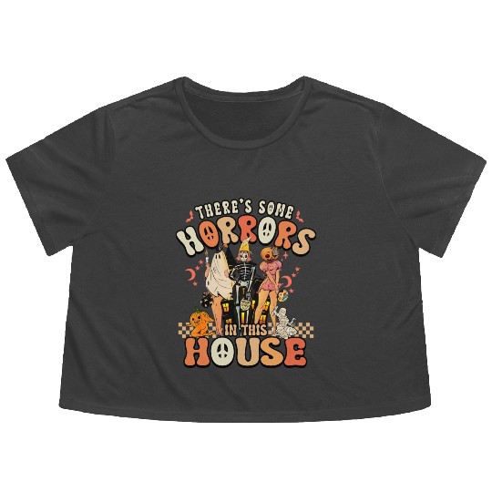 Halloween There's some horrors in this house Flowy Cropped Tees