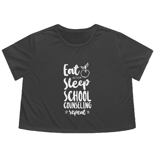 School Counselor Eat Sleep School Flowy Cropped Tees
