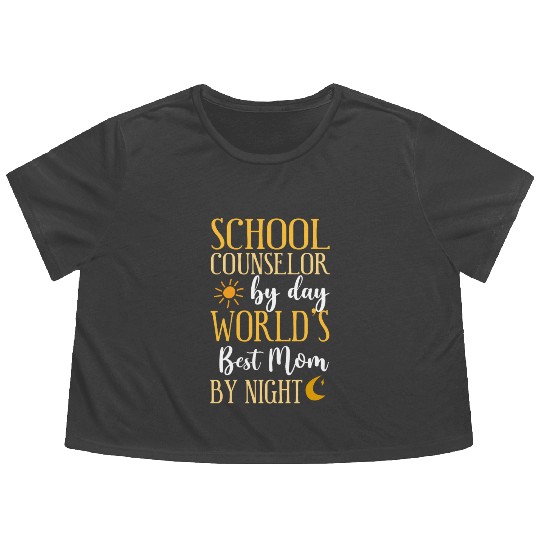 School Counselor Mom School Flowy Cropped Tees