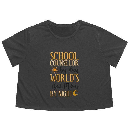 School Counselor Mom School Flowy Cropped Tees