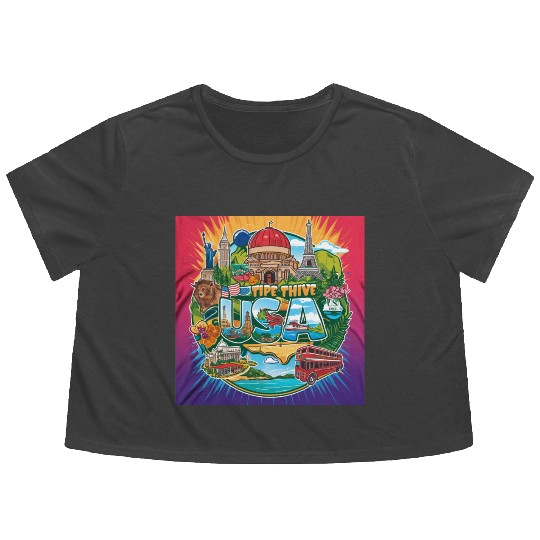 USA TOUR Flowy Cropped Tees
