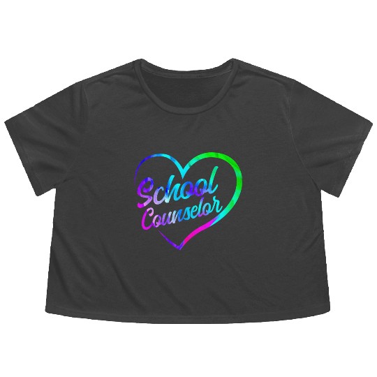 School Counselor Heart Watercolor Flowy Cropped Tees