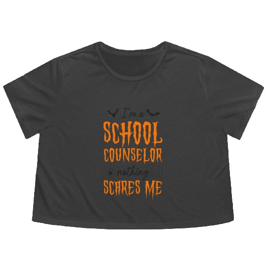 School Counselor Mom Halloween I'm Flowy Cropped Tees