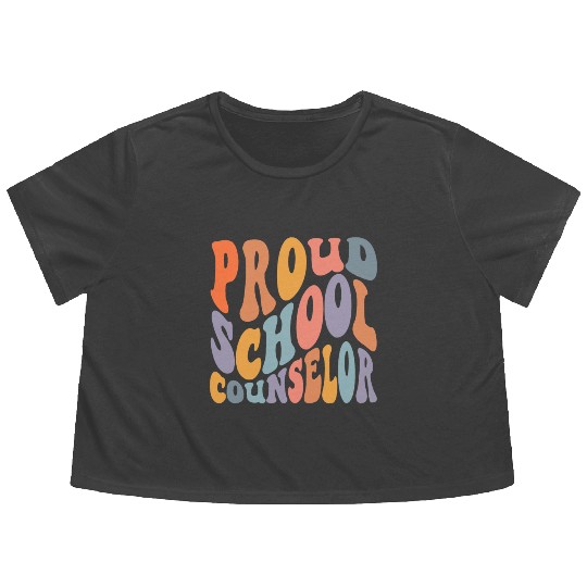 School Counselor Proud School Flowy Cropped Tees