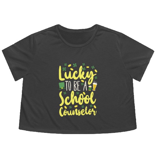 School Counselor St Patricks Day Flowy Cropped Tees