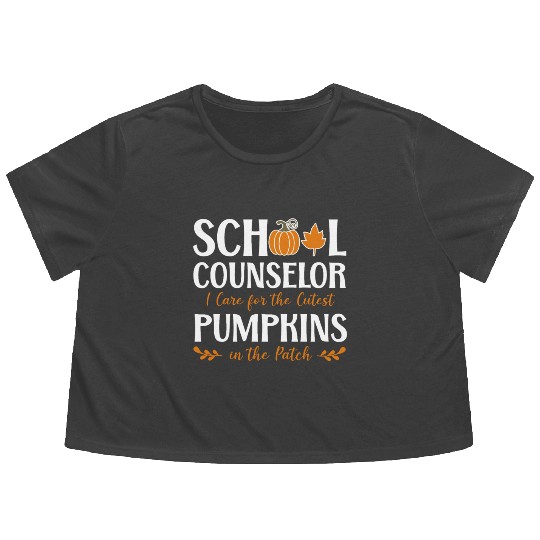 School Counselor Pumpkin Fall Flowy Cropped Tees
