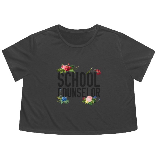School Counselor Flower Floral Flowy Cropped Tees