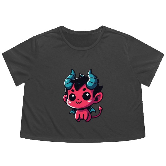 Cute Little Devil Flowy Cropped Tees