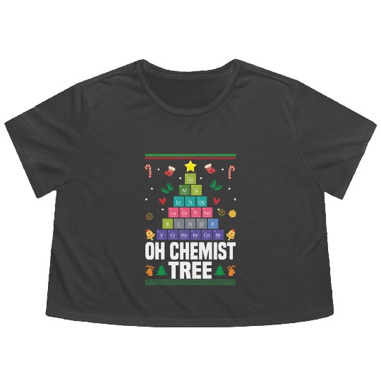 Christmas Tree Chemistry Science Periodic Table Flowy Cropped Tees
