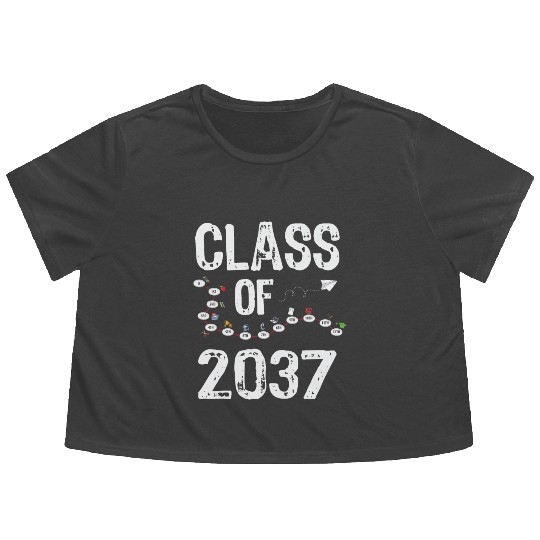 Funny Class of 2037 Grow With Me Back To School Flowy Cropped Tees