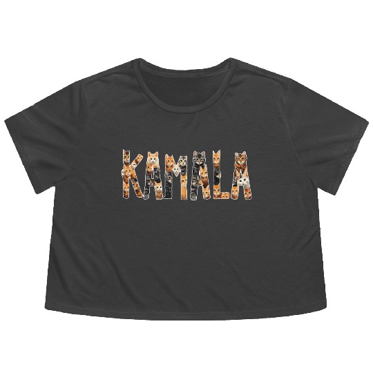 Kamala Harris President 2024 Cat Support Original Flowy Cropped Tees