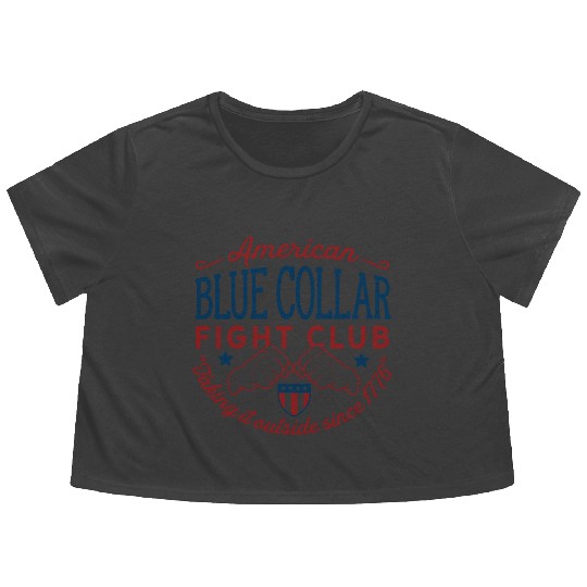 Blue Collar Fight Club Working Class Design Flowy Cropped Tees
