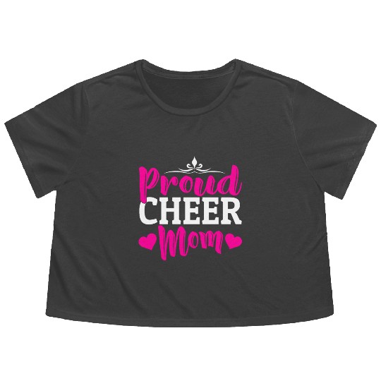 Proud Cheer Mom Cheerleading Mommy Mother's Day Flowy Cropped Tees