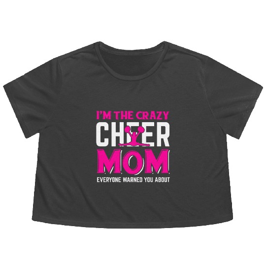 Crazy Cheer Mom Cheerleading Mommy Mother's Day Flowy Cropped Tees