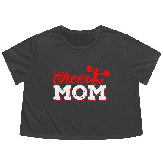 Cheer Mom Funny Cheerleading Mommy Mother's Day Flowy Cropped Tees