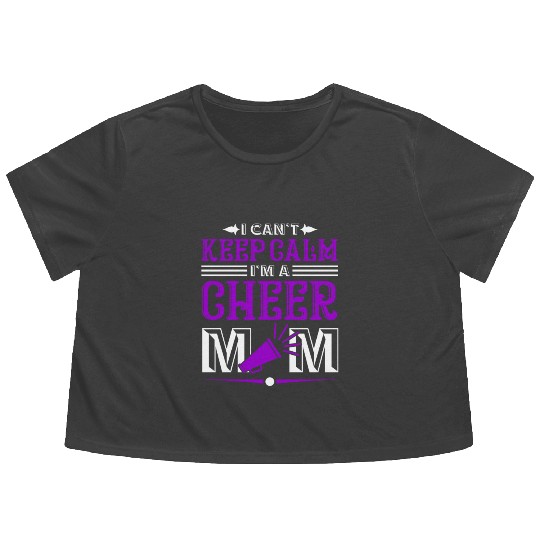 Keep Calm Cheer Mom Cheerleading Mother's Day Flowy Cropped Tees