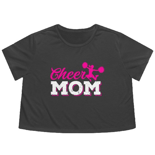 Cheer Mom Funny Cheerleading Mommy Mother's Day Flowy Cropped Tees