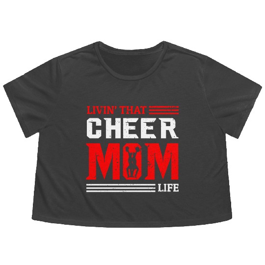 Living Cheer Mom Life Cheerleading Mother's Day Flowy Cropped Tees