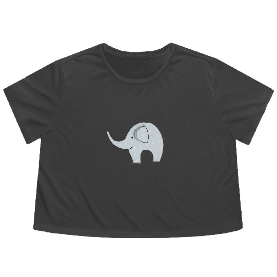 Kids Elephant Funny Design Flowy Cropped Tees - Cool Animal Lover