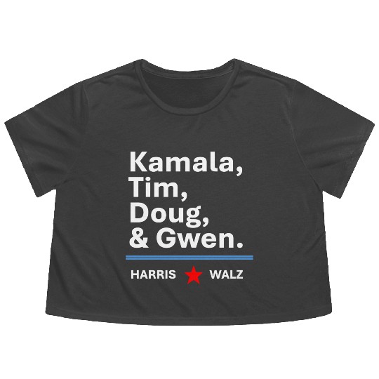 Harris & Walz | Kamala, Tim, Doug & Gwen Flowy Cropped Tees