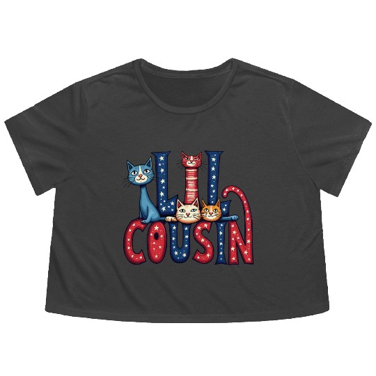 Matching Family Gift Flowy Cropped Tees Purr-Fect Cousin Kitty