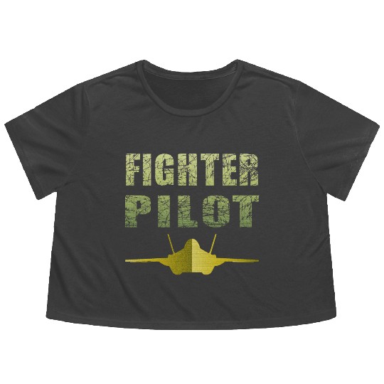 Fighter Pilot F-35 Art Design Flowy Cropped Tees