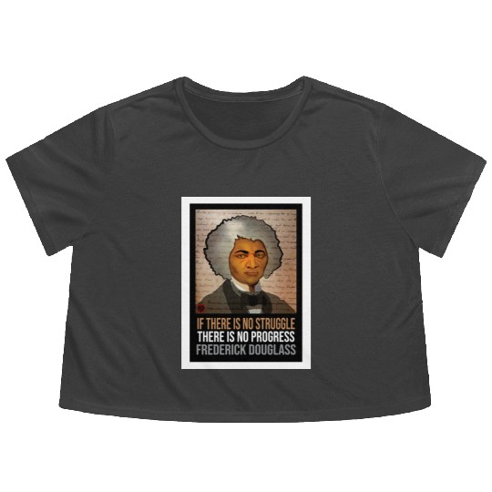 Frederick Douglass illustrated portrait and quote Flowy Cropped Tees