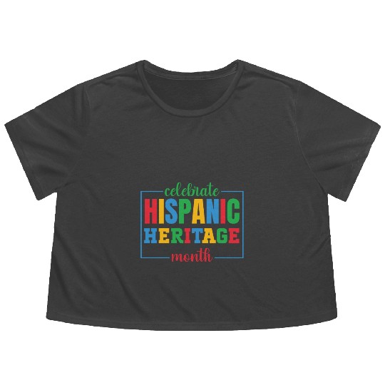 Hispanic heritage month colorful text image colorf Flowy Cropped Tees