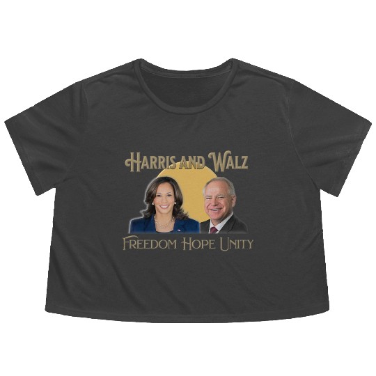 Harris Walz Freedom Hope and Unity Flowy Cropped Tees