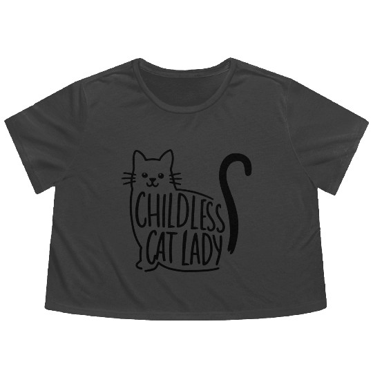 Childless Cat Lady Kamala Harris Flowy Cropped Tees