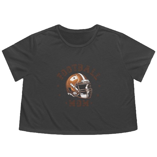 Football Mom Mama Coquette Bow Funn Game Day Flowy Cropped Tees