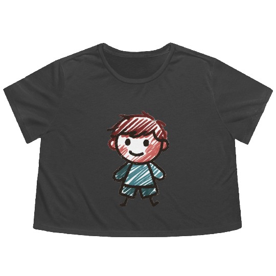 Kid doodle Flowy Cropped Tees