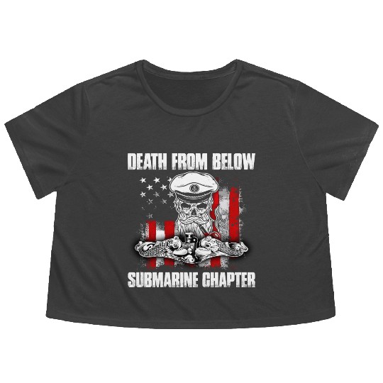 Death From Below Submarine Chapter Patriotic Flowy Cropped Tees
