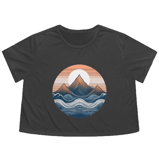 Mountain and Ocean Flowy Cropped Tees
