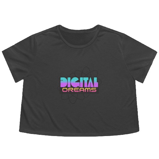 Digital Dreams - Retro Y2K Streetwear Design Flowy Cropped Tees