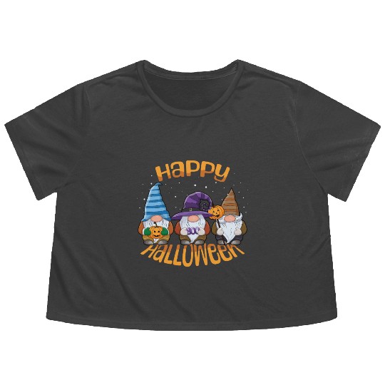 Happy Halloween Gnomes Flowy Cropped Tees
