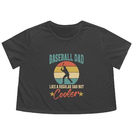 Baseball Dad Funny Baseball Lover Father's Day Flowy Cropped Tees