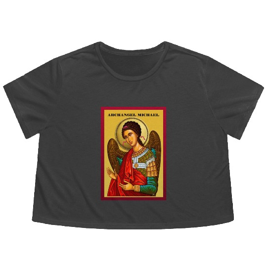 Archangel Michail Orthodox pray icon Flowy Cropped Tees